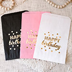 "Happy Birthday" Gold Foil Candy Buffet Bags (set of 12)