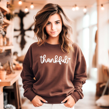 Embossed Thankful Sweatshirt