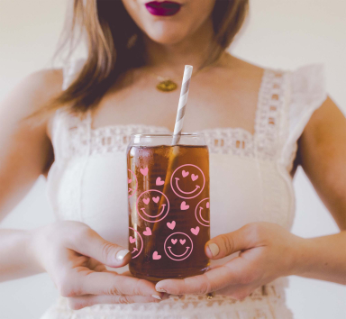 Heart Eyes Iced Coffee Glass