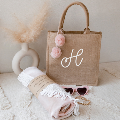 Monogram Burlap Bag