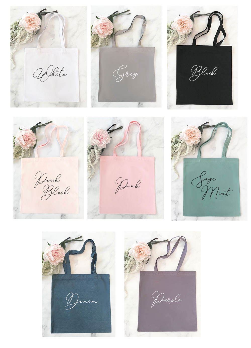 Canvas Tote Bag with Name in Heart - Personalized Brides