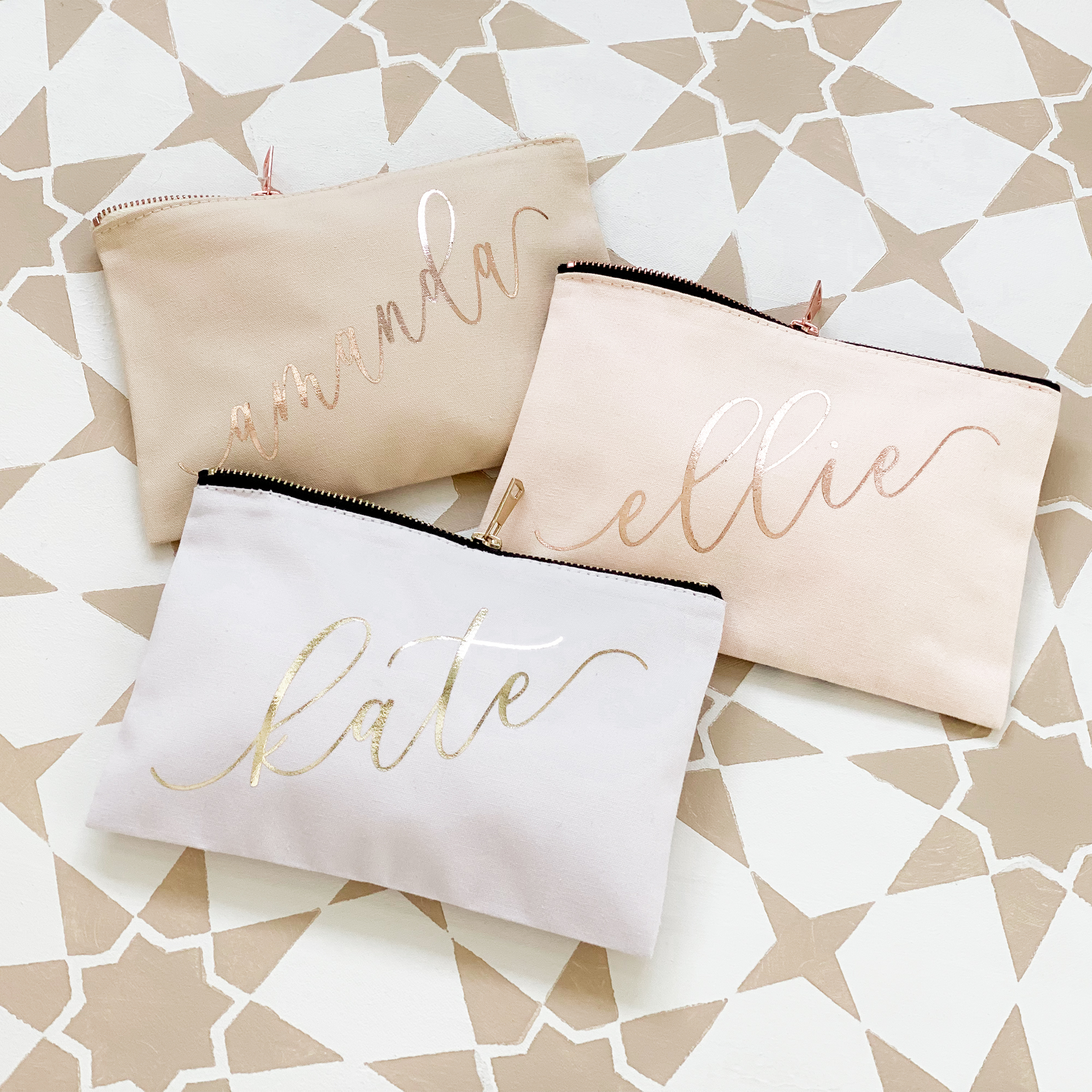Gold Foil Bridesmaid Canvas Makeup Bag – Labeled Anonymiss