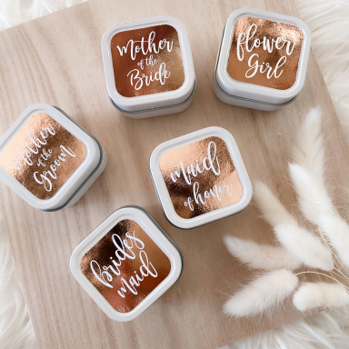 Bridal Party Square Candle Tins (set of 12)