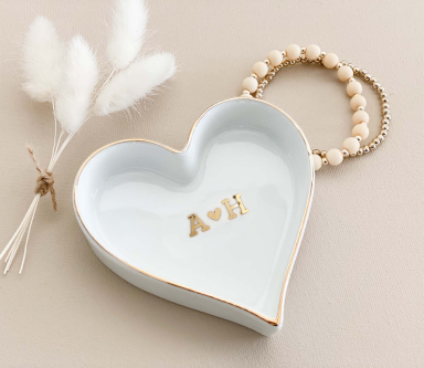 Heart Ring Dish - Couple's Monogram