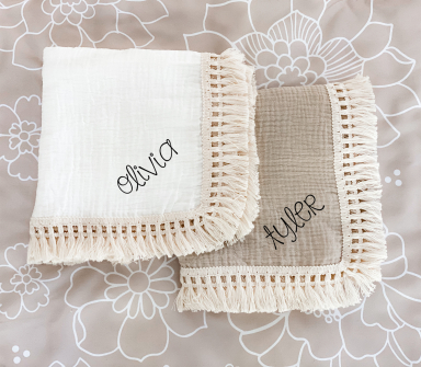 Personalized Fringe Baby Blanket