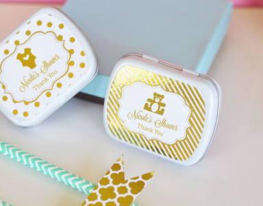 Personalized Metallic Foil Mint Tins - Baby