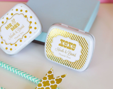 Personalized Metallic Foil Mint Tins - Wedding