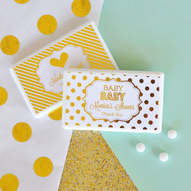 Personalized Metallic Foil Mini Mint Favors - Baby