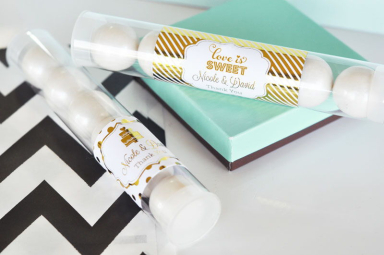 Personalized Metallic Foil Candy Tubes - Wedding