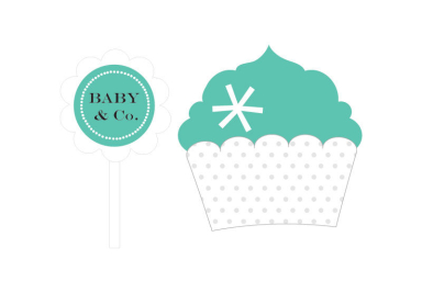 Baby & Co Cupcake Wrappers & Cupcake Toppers (Set of 24)