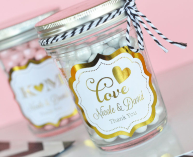 Personalized Mini Mason Jars - Metallic Foil