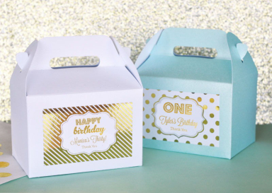 Personalized Metallic Foil Mini Gable Boxes (set of 12) - Birthday