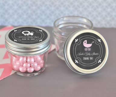 Chalkboard Baby Shower Personalized Small 4 oz Mason Jars