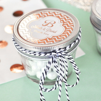 Personalized Metallic Foil Small 4 oz Mason Jars - Wedding