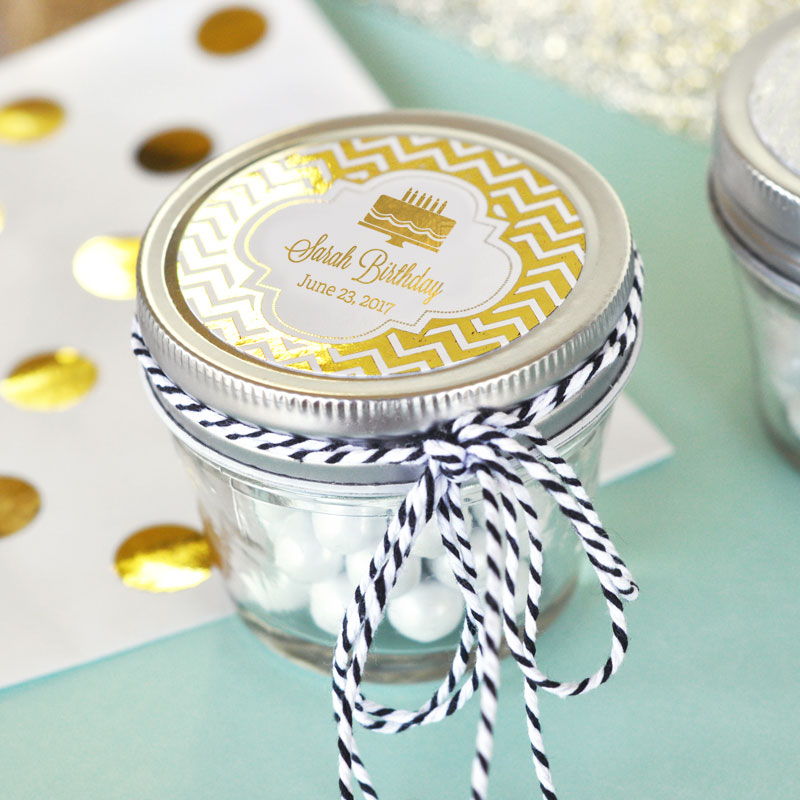 Personalized Metallic Foil Small 4 Ounce Mason Jars - Baby