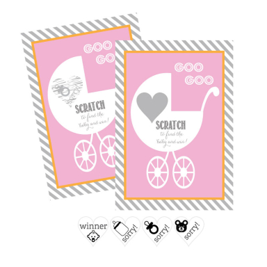 Pink Baby Carriage Scratch Off Game Cards (Set of 12)