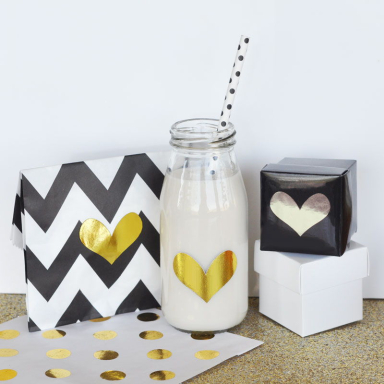 DIY Gold & Silver Foil Heart Stickers (Set of 24)