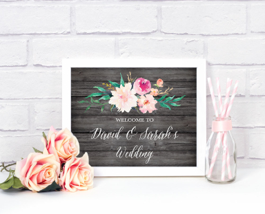 Custom Wedding Sign - Floral Garden