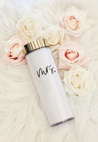 Floral Succulent Glitter Tumbler - Gold