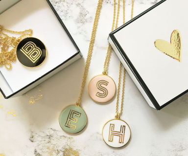 Gold Round Monogram Necklace