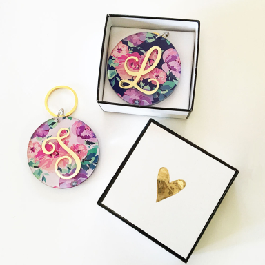 Floral Monogram Keychains