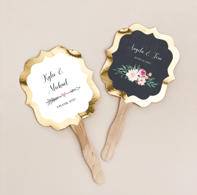 Gold Paddle Fans - Floral Garden