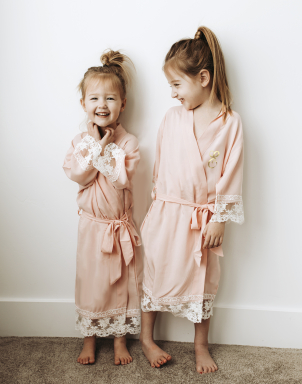 Girls Robe - Cotton Lace Monogram