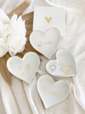 Script Heart Shaped Ring Dish