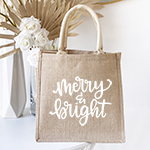 Merry & Bright Burlap Tote Bag