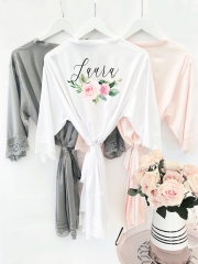 Personalized Floral Satin Robe