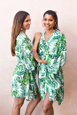 Monogram Palm Leaf Cotton Robes