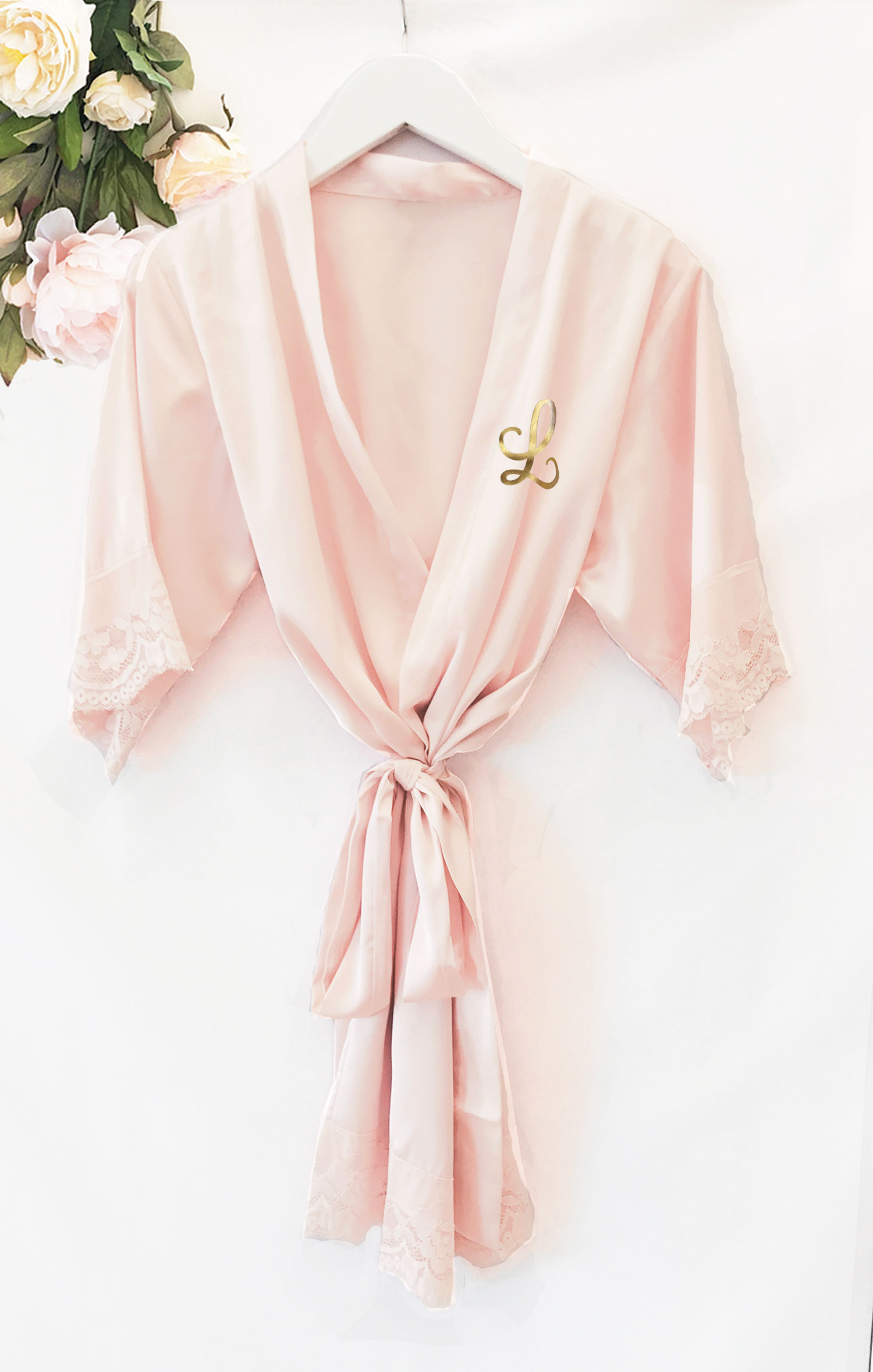 Event Blossom Girls Robe - Satin Lace Monogrammed