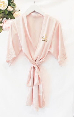 Girls Robe - Satin Lace Monogrammed