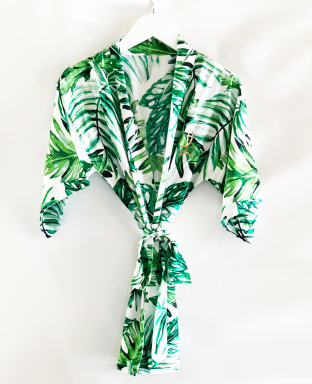 Girls Robe - Palm Leaf Monogram