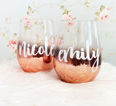 Personalized Stemless Glass - Rose Gold