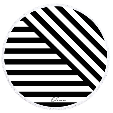 Personalized Round Towel - Black Stripe