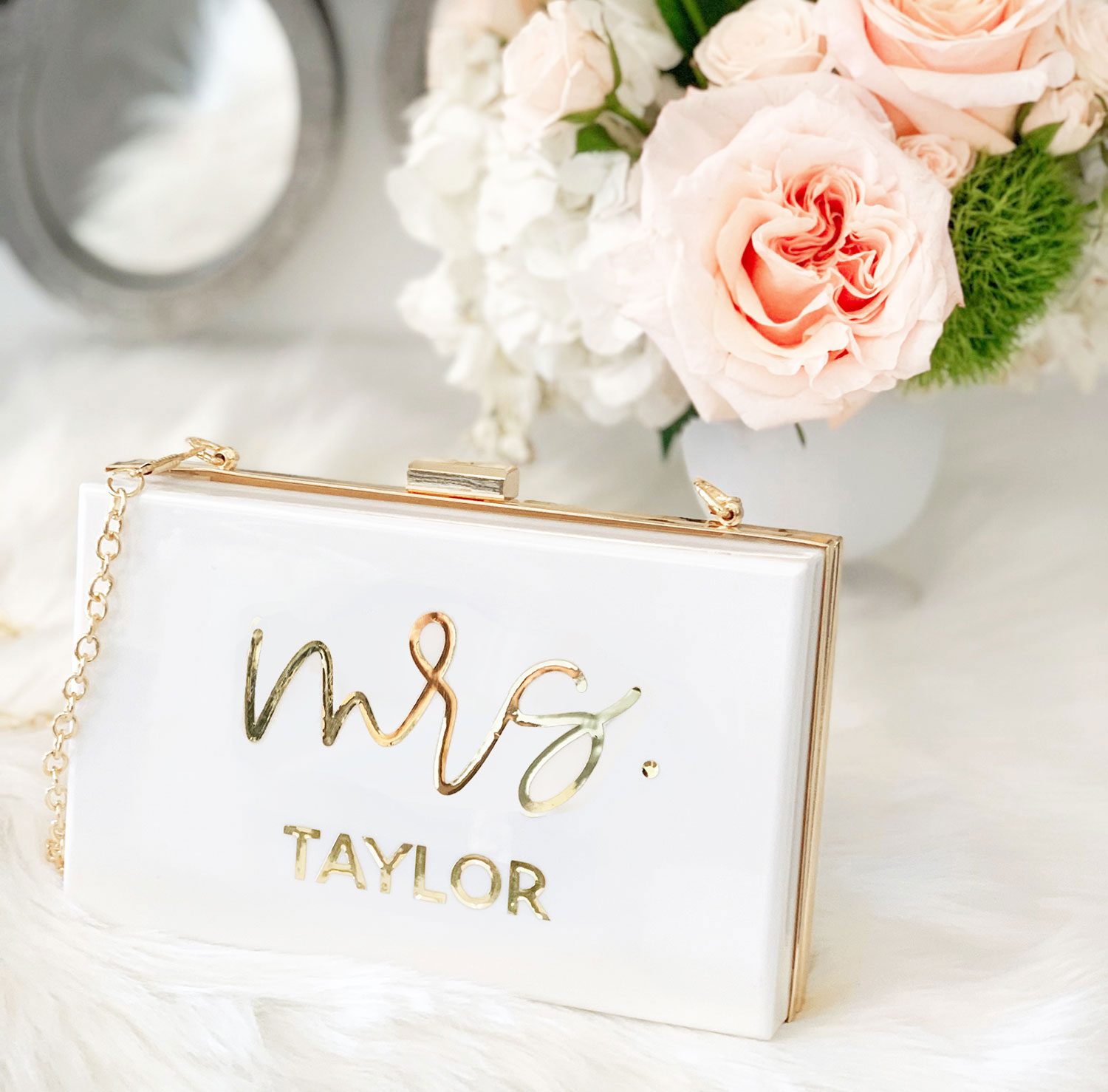 PVC Embroidered Bridal Clutch Purse