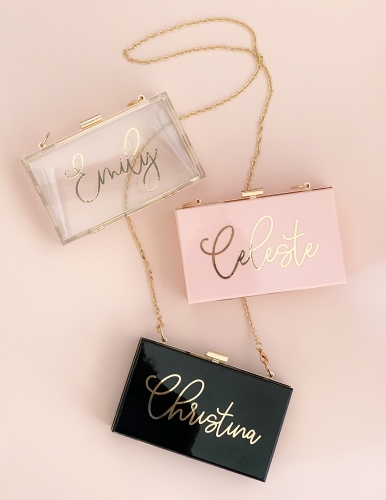 Personalized Acrylic Clutch Purse (4 Different Chains Included): Wedding  Accessories for Bachelorette Party or Bridal Event – LuLu Grace
