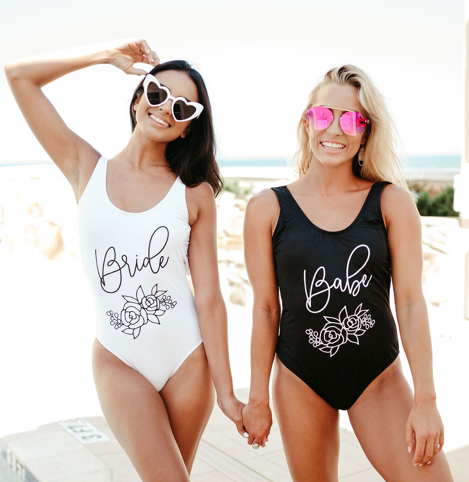 Pink Bride And Babe Bachelorette Swimsuits Bachelorette Bathing Suits. -  Bach Bride