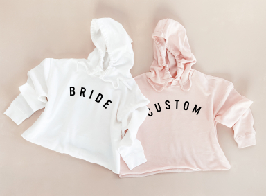 Curved Text Cropped Hoodies