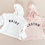 Curved Text Cropped Hoodies