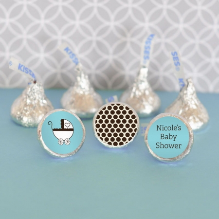 Personalized Blue Baby Shower Hershey S Kisses Labels Trio Set