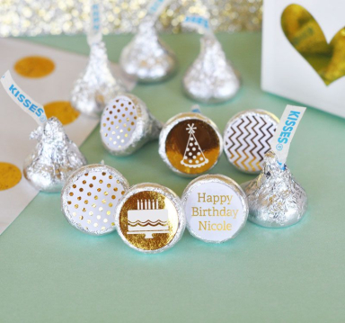 Personalized Metallic Foil Hershey's® Kisses Labels Trio (Set of 108) - Birthday