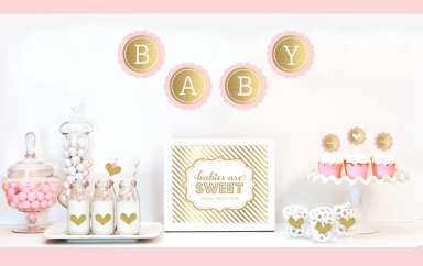 Gold & Glitter Baby Shower Decor Kit