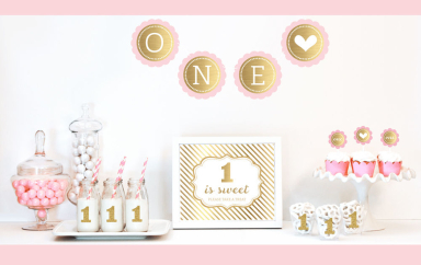 Gold & Glitter 1st Birthday Party Decor Kit